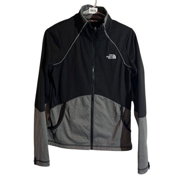 The North Face Fleece Jacket Full Zip Up Black Gray Logo Womens Size S - Picture 1 of 10